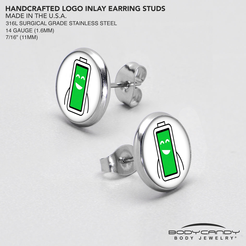 BodyCandy Battery Full Stud Earrings by Onyx O — in-use photo