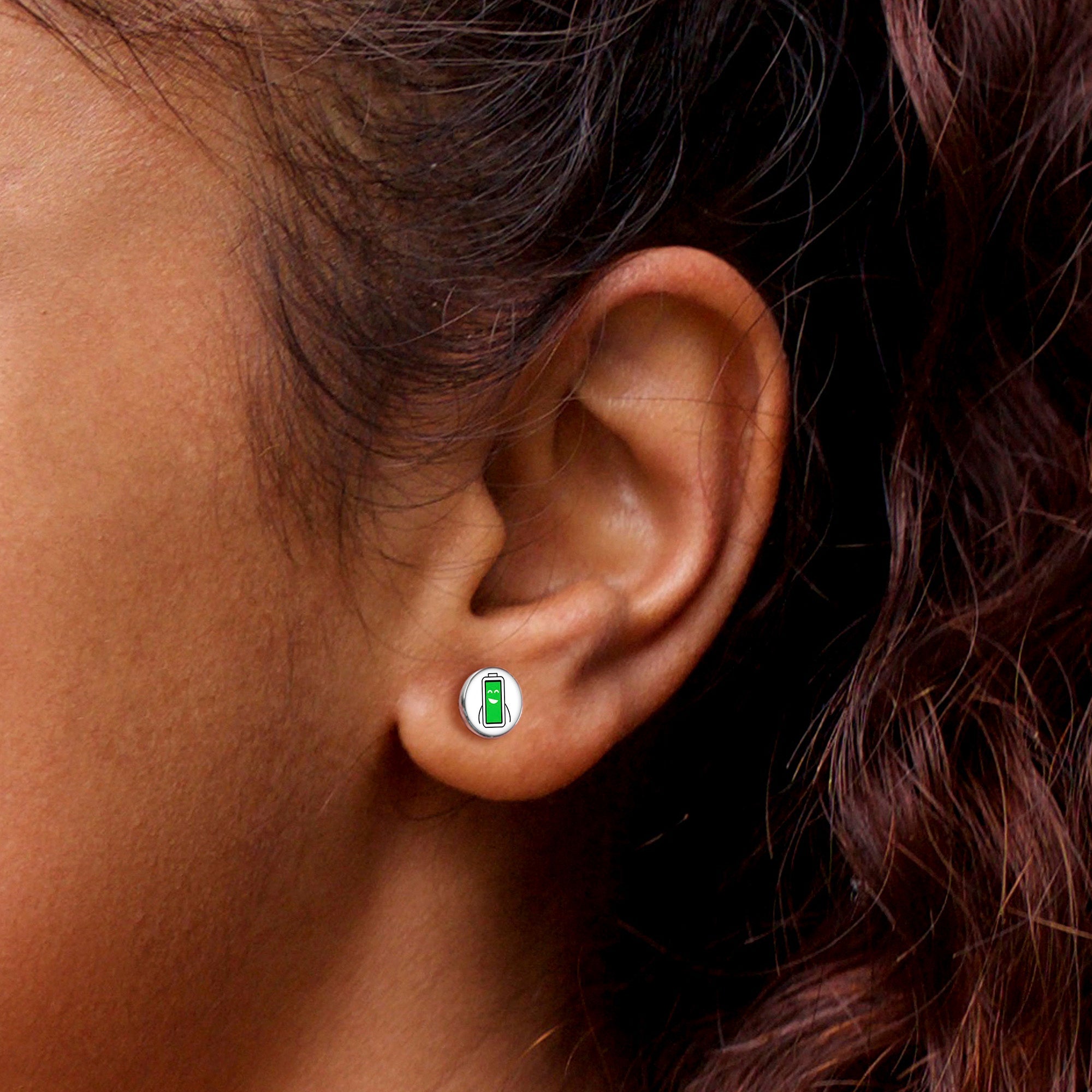 BodyCandy Battery Full Stud Earrings by Onyx O — size reference