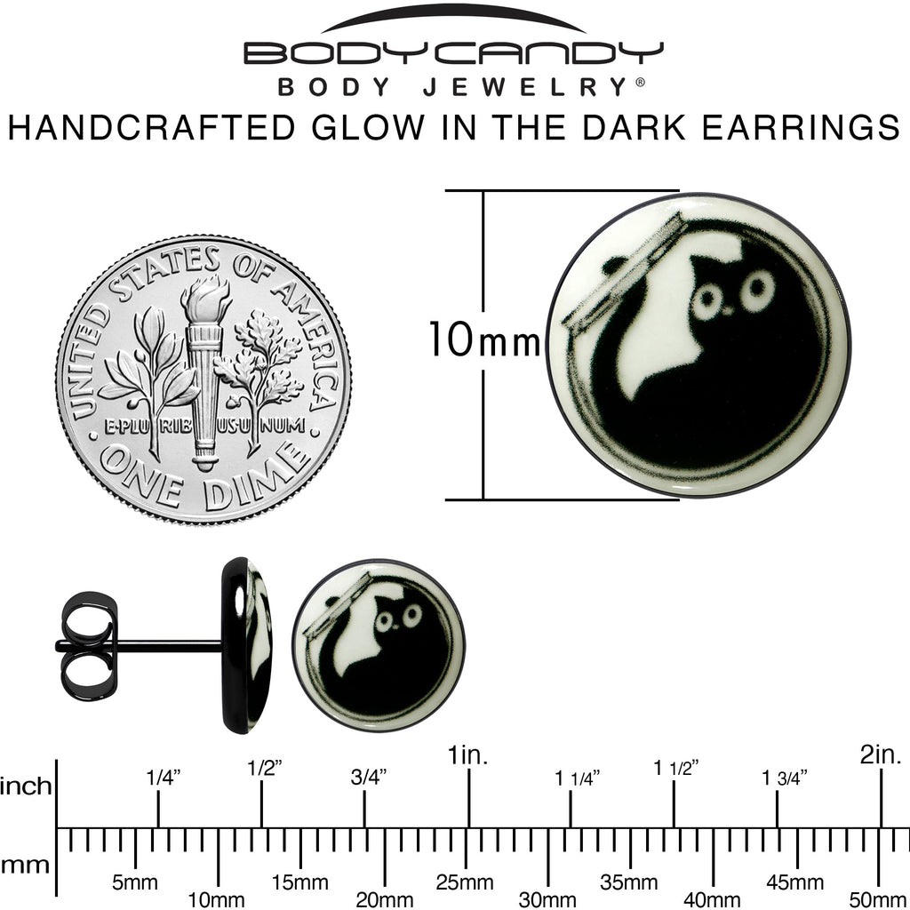 BodyCandy Fishbowl Kitty Cat Glow in the Dark Stud Earrings by Onyx O — alternative angle