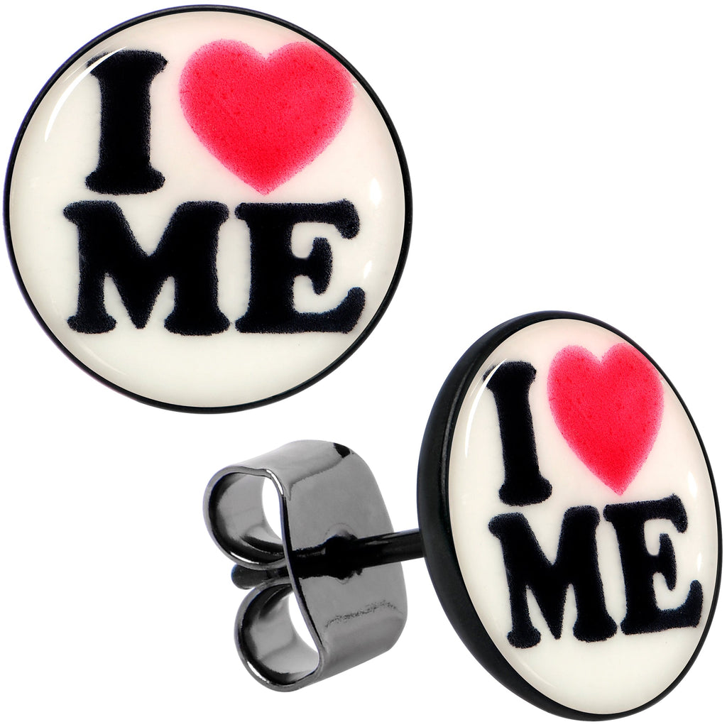 BodyCandy Black Anodized Steel Glow in the Dark Stud Earrings by Onyx O — side view