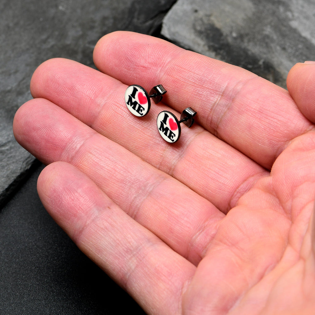 BodyCandy Black Anodized Steel Glow in the Dark Stud Earrings by Onyx O — lifestyle context