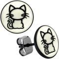 BodyCandy Black Anodized Kitty Cat Glow in the Dark Stud Earrings by Onyx O — main product shot