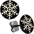 BodyCandy Black Anodized Glow in the Dark Holiday Snowflake Stud Earrings by Onyx O — main product shot