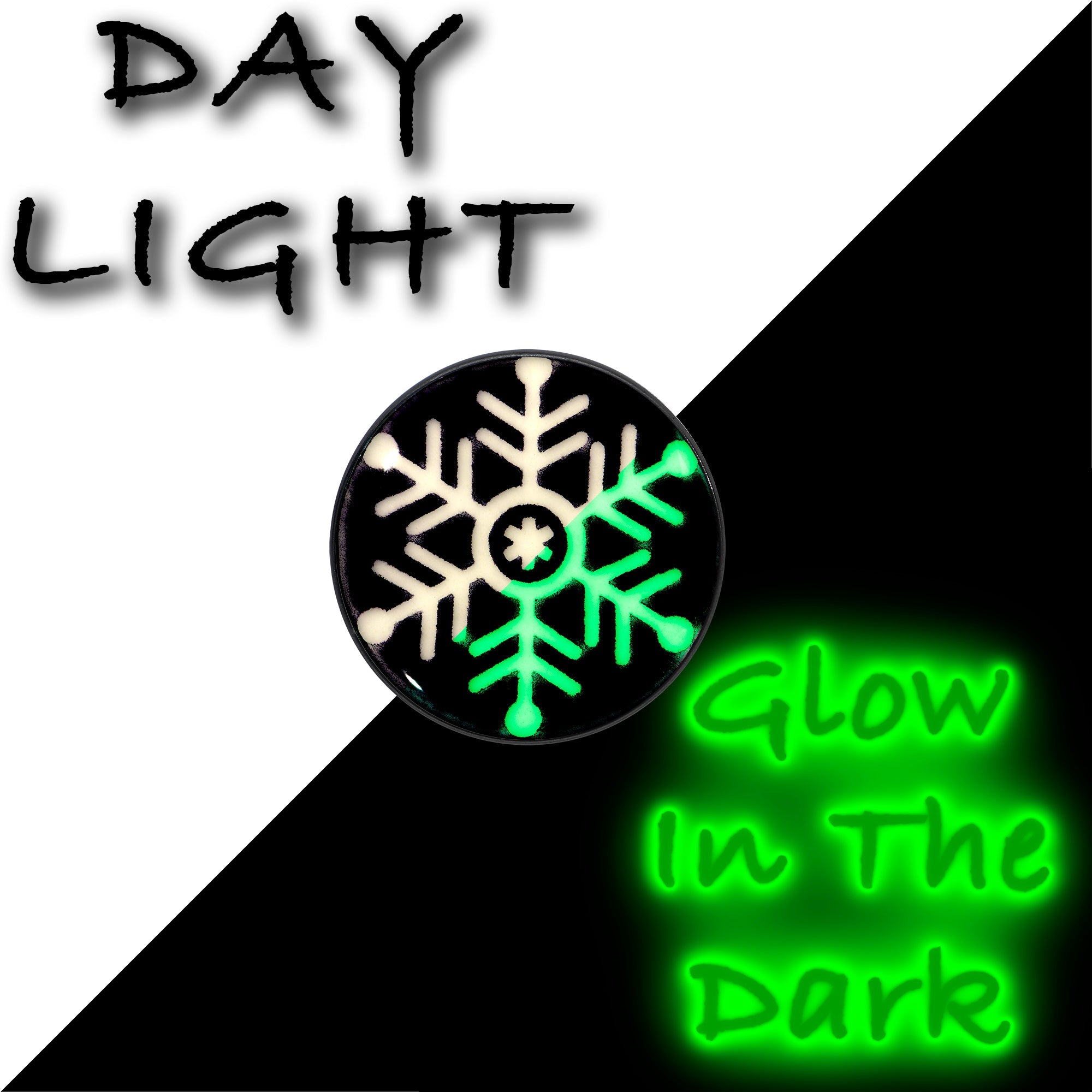 BodyCandy Black Anodized Glow in the Dark Holiday Snowflake Stud Earrings by Onyx O — back view