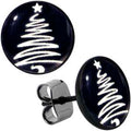 BodyCandy Black Anodized Glow in the Dark Holiday Christmas Tree Stud Earrings by Onyx O — main product shot