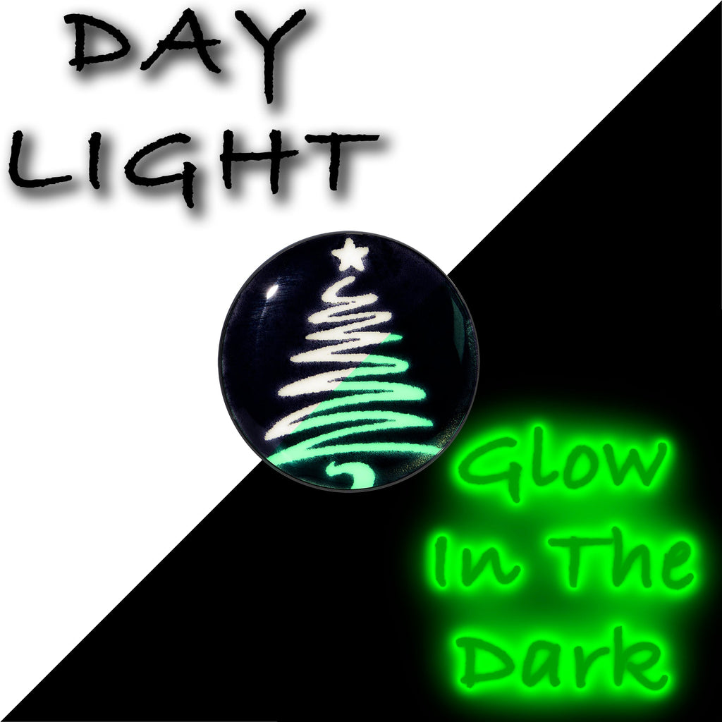 BodyCandy Black Anodized Glow in the Dark Holiday Christmas Tree Stud Earrings by Onyx O — back view