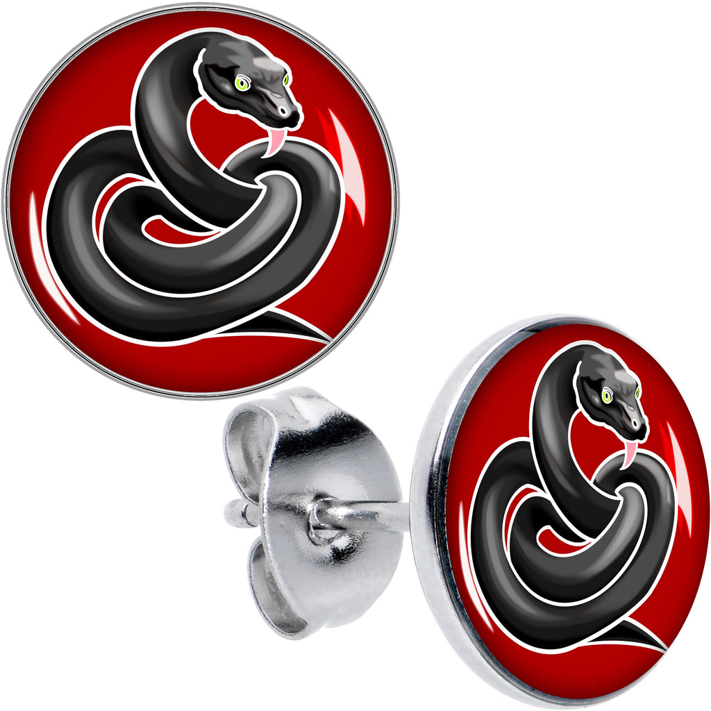 BodyCandy Black Snake Stud Earrings by Onyx O — main product shot