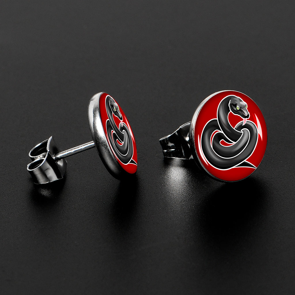 BodyCandy Black Snake Stud Earrings by Onyx O — lifestyle context