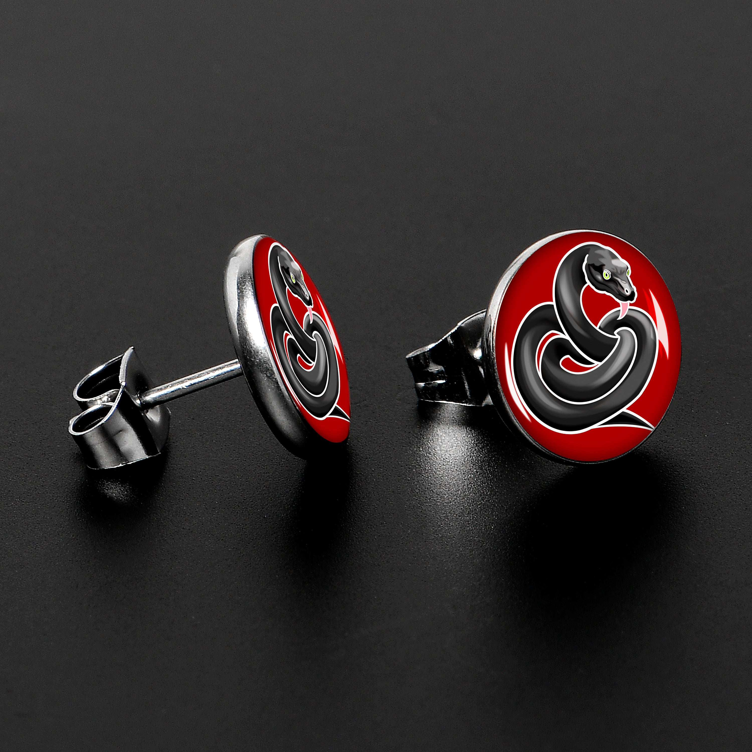 BodyCandy Black Snake Stud Earrings by Onyx O — lifestyle context
