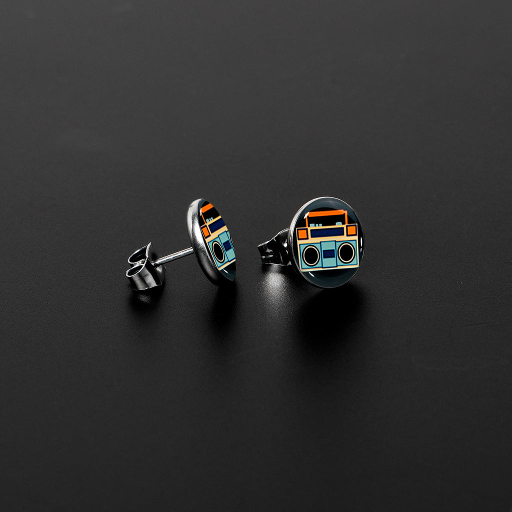 BodyCandy Retro Boombox Stud Earrings by Onyx O — lifestyle context