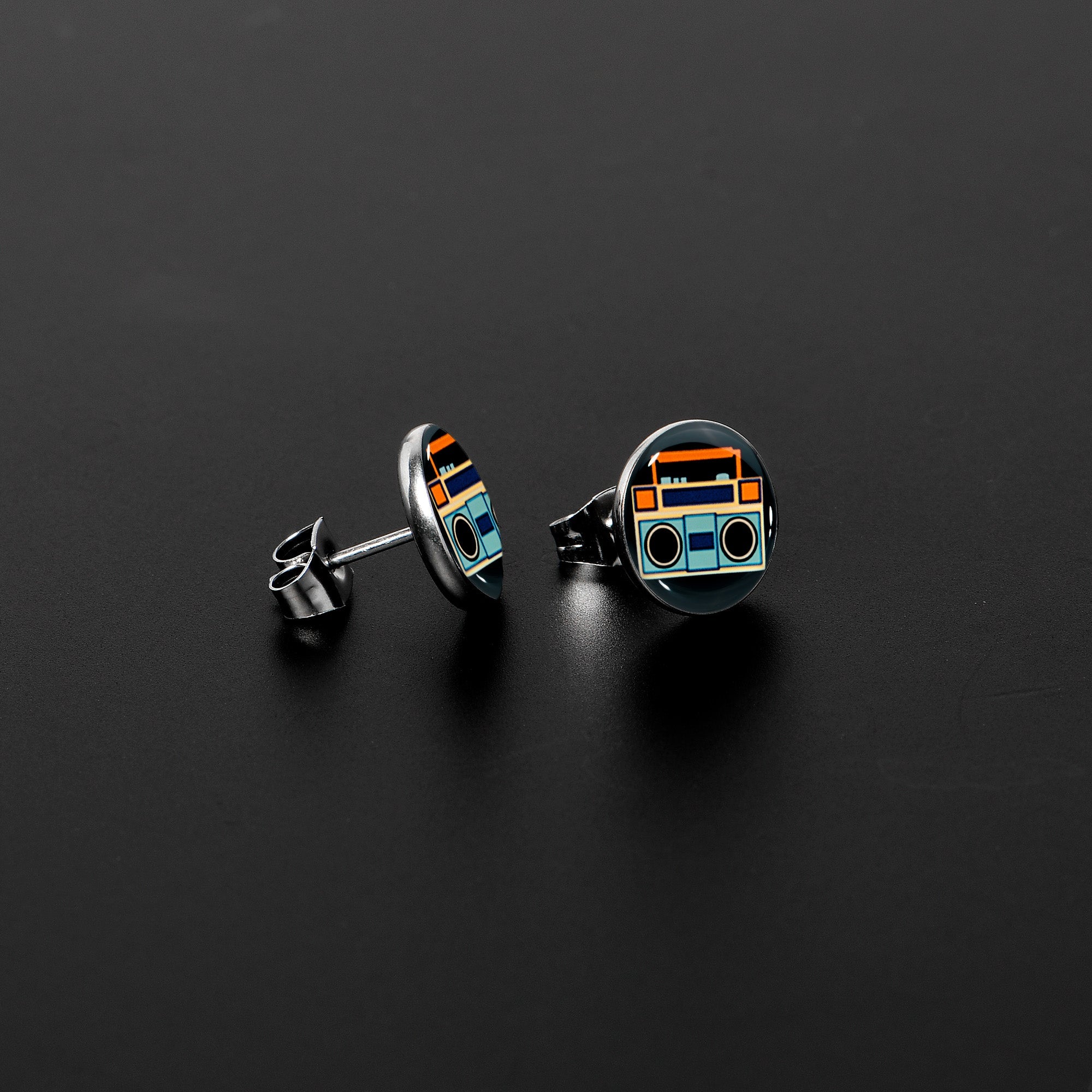 BodyCandy Retro Boombox Stud Earrings by Onyx O — lifestyle context