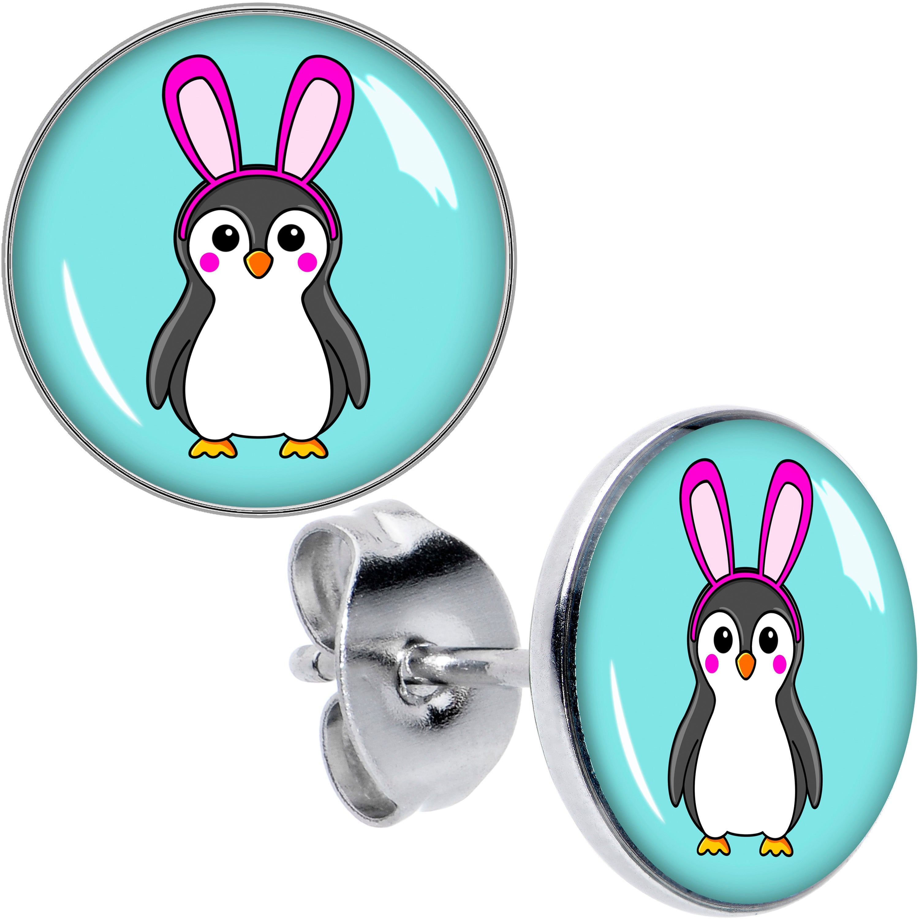 BodyCandy Bunny Penguin Stud Earrings by Onyx O — main product shot