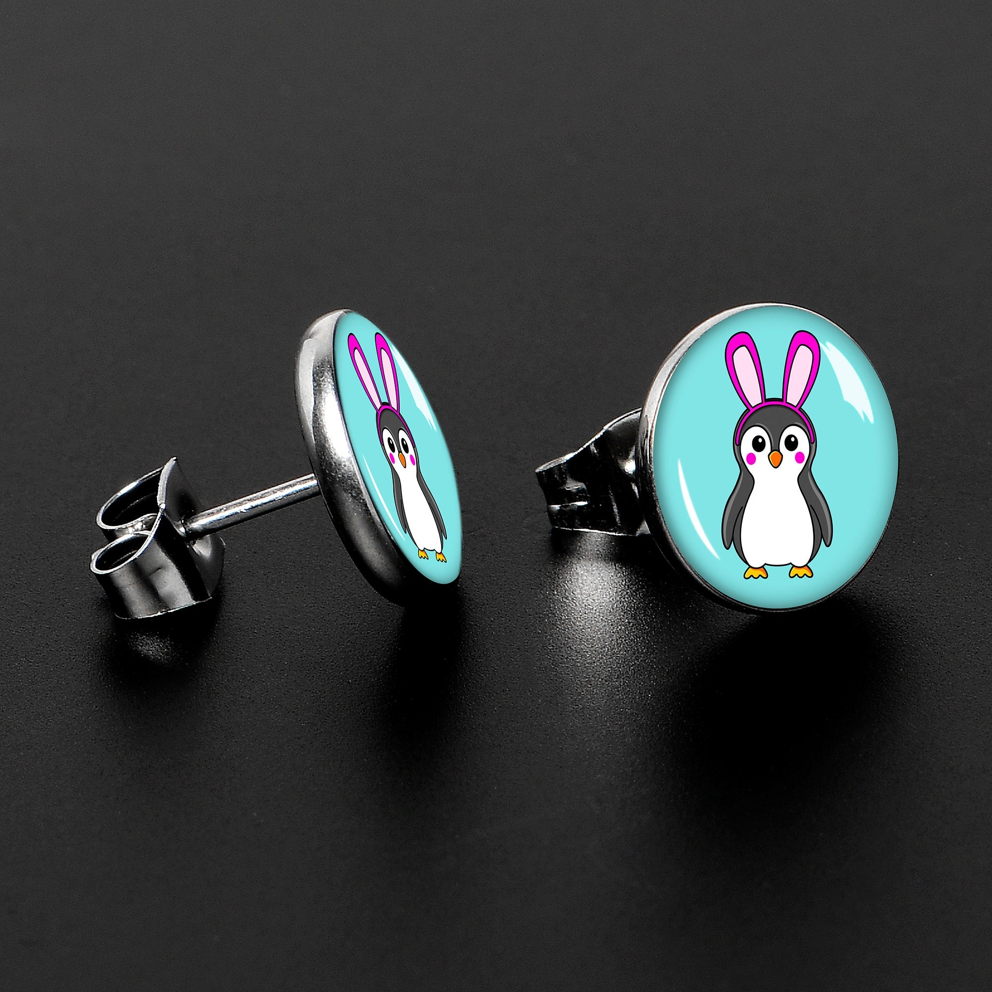 BodyCandy Bunny Penguin Stud Earrings by Onyx O — lifestyle context
