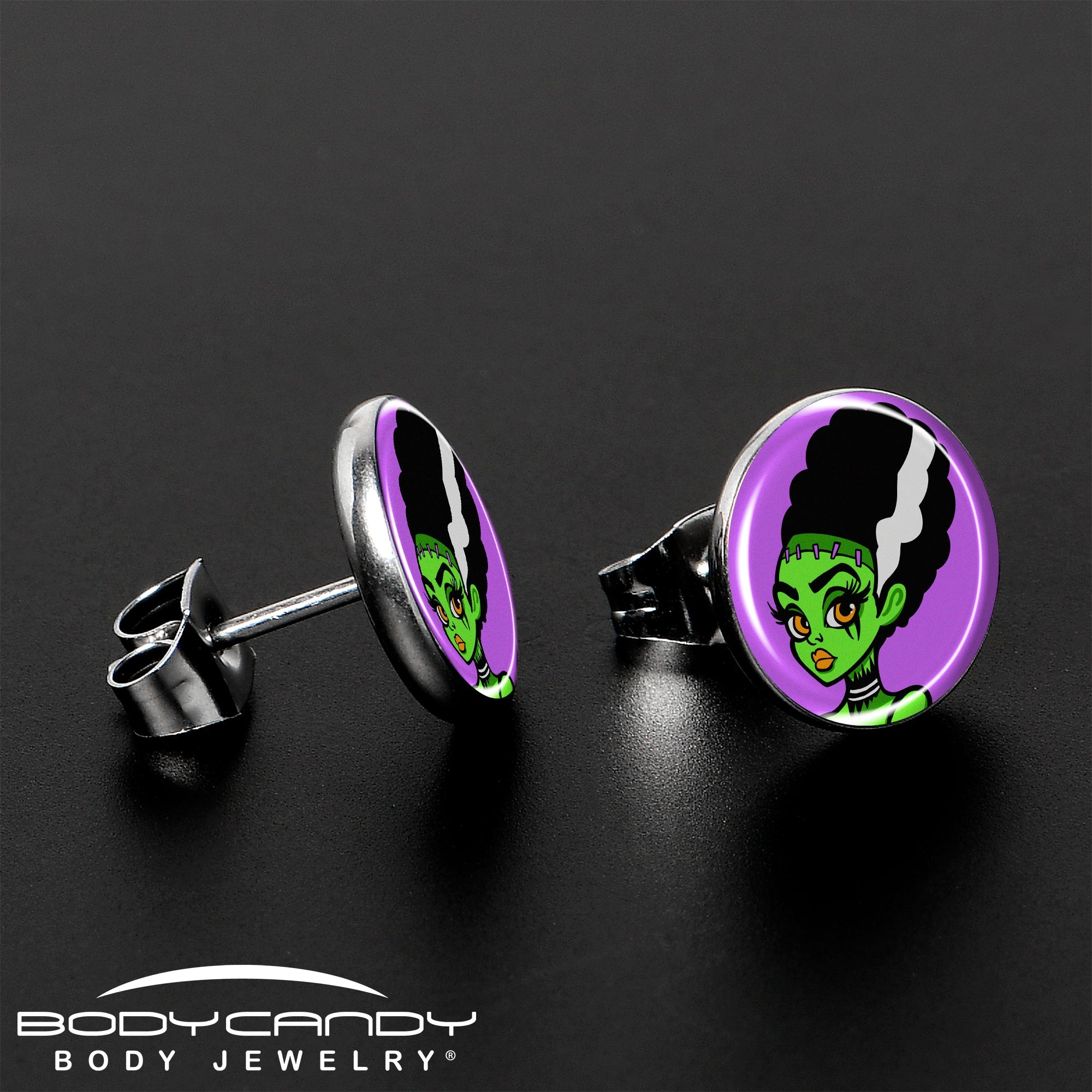 BodyCandy Bride of Frankenstein Stud Earrings by Onyx O — lifestyle context