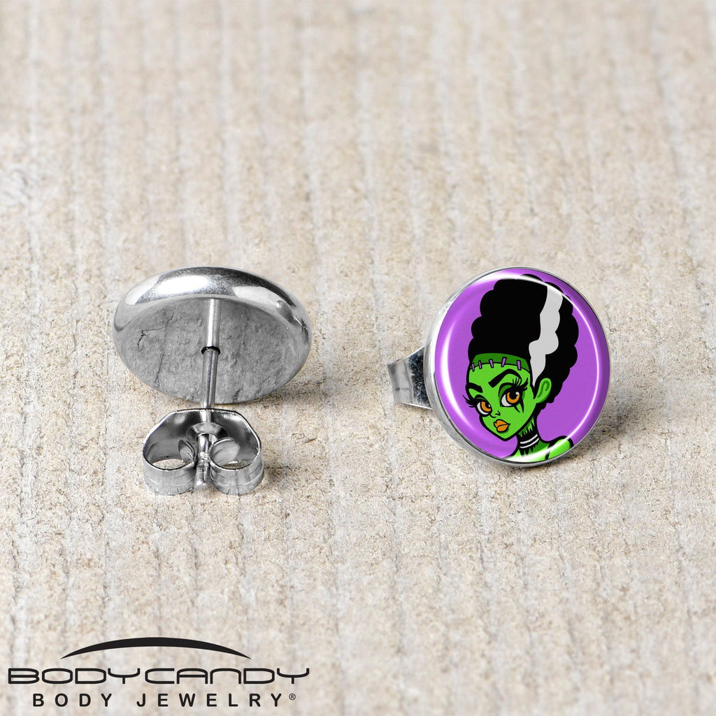 BodyCandy Bride of Frankenstein Stud Earrings by Onyx O — back view