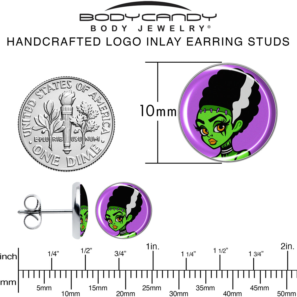BodyCandy Bride of Frankenstein Stud Earrings by Onyx O — alternative angle