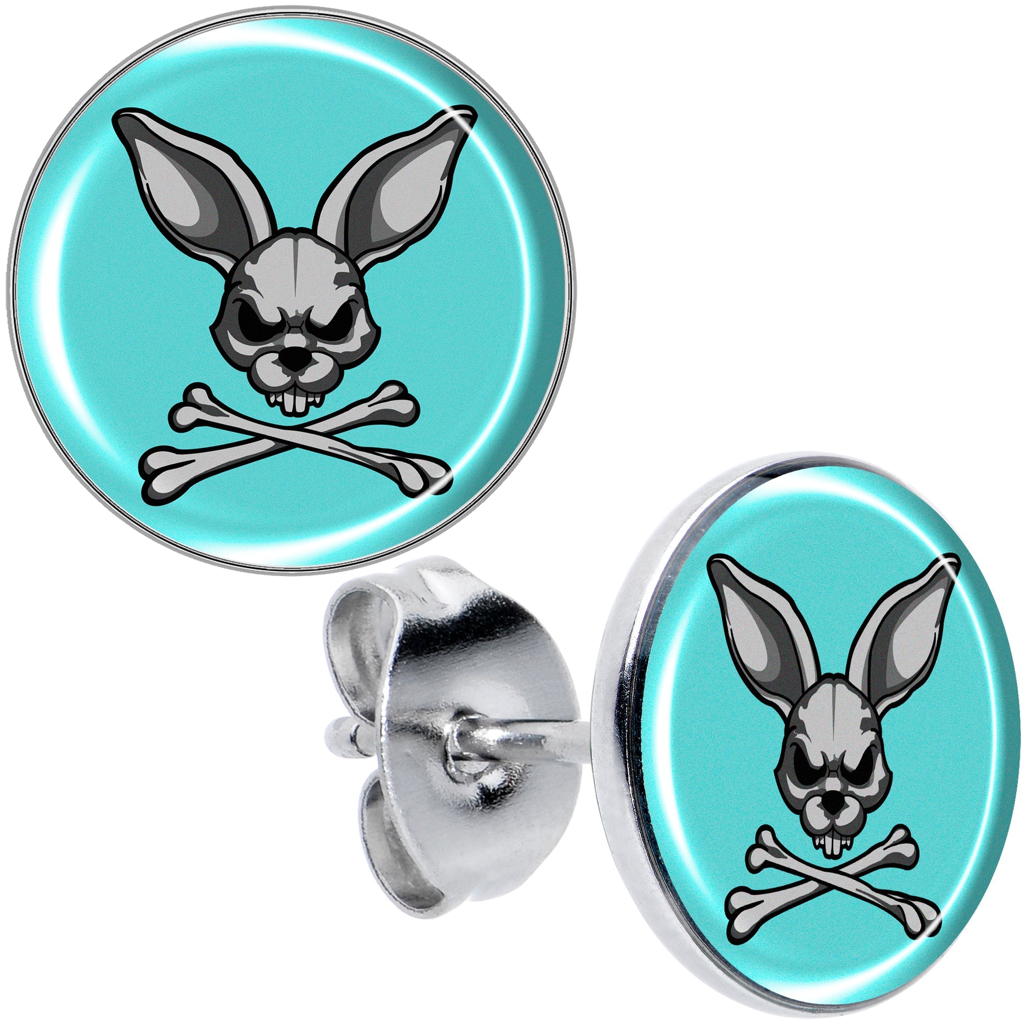 BodyCandy Bunny and Crossbones Stud Earrings by Onyx O — main product shot