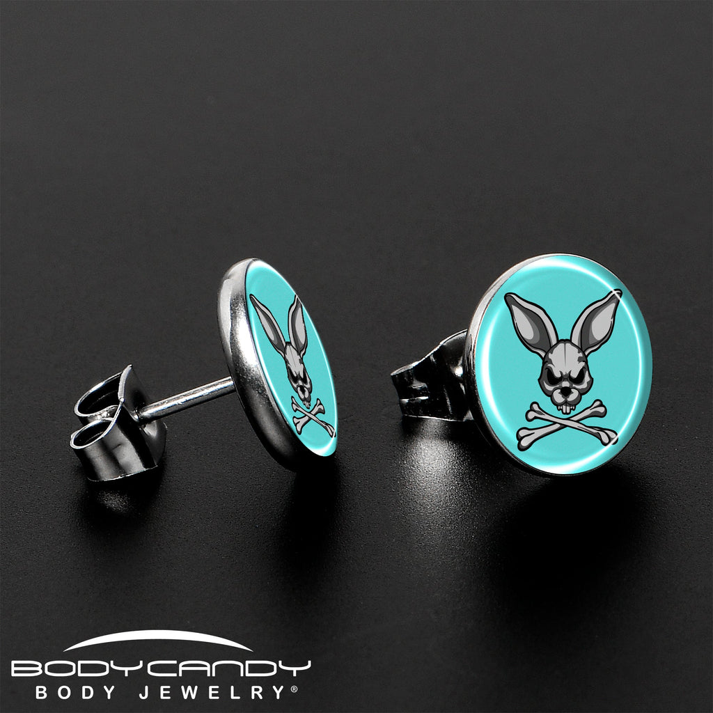 BodyCandy Bunny and Crossbones Stud Earrings by Onyx O — lifestyle context