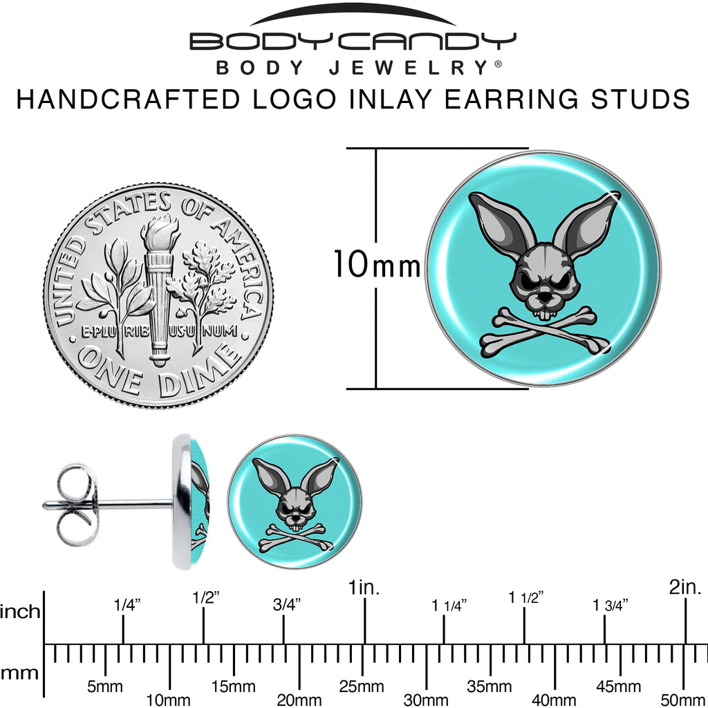 BodyCandy Bunny and Crossbones Stud Earrings by Onyx O — alternative angle