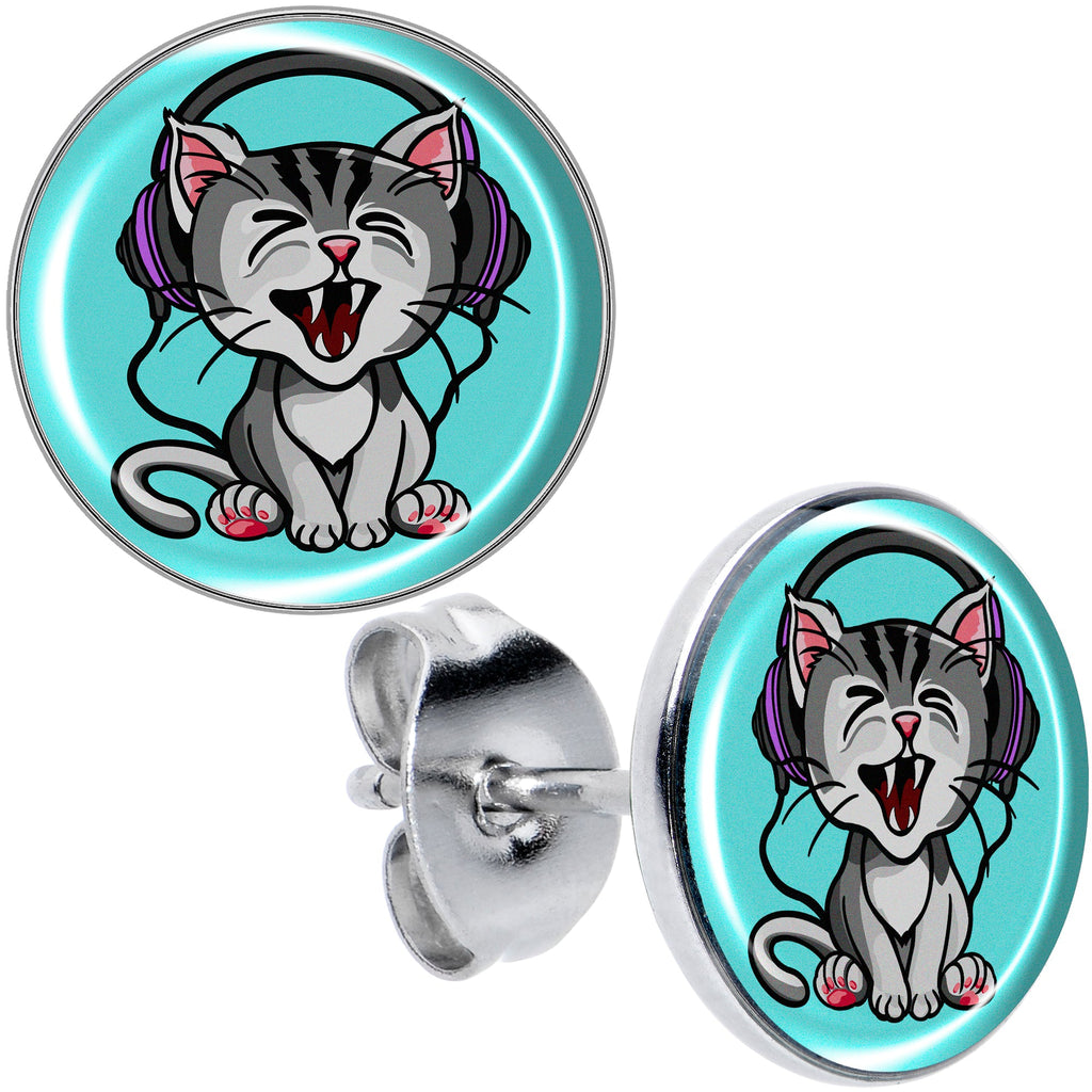 BodyCandy Heavy Metal Kitty Cat Stud Earrings by Onyx O — main product shot