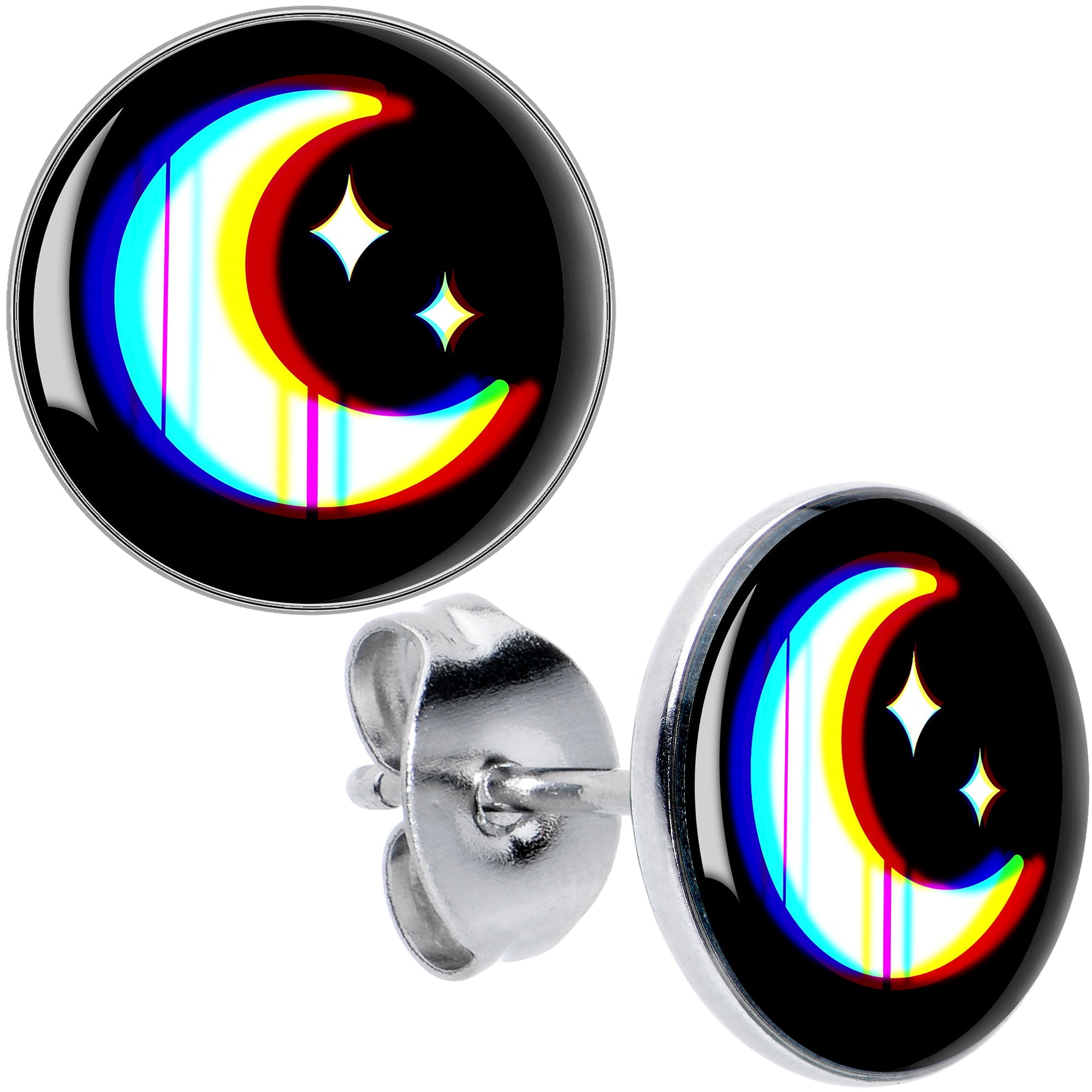 BodyCandy Chromatic Moon Stud Earrings by Onyx O — main product shot