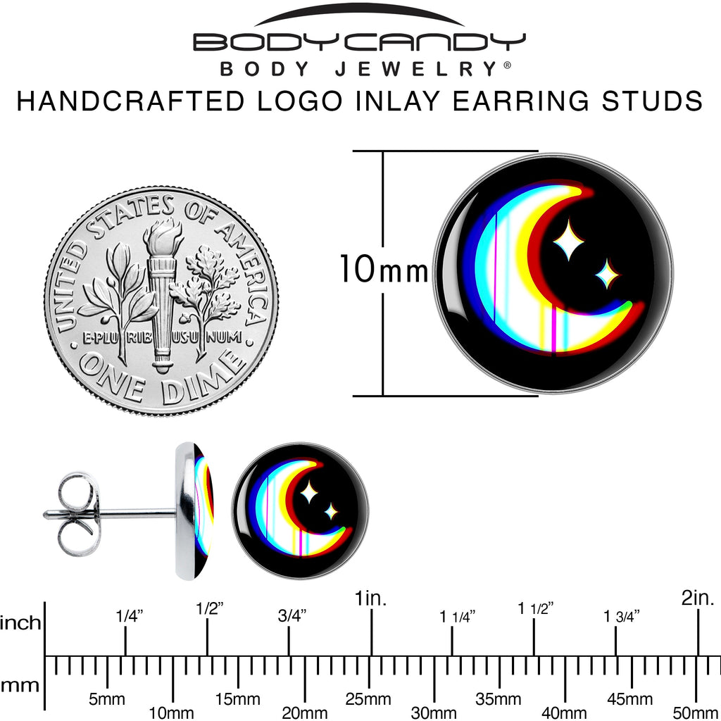BodyCandy Chromatic Moon Stud Earrings by Onyx O — alternative angle
