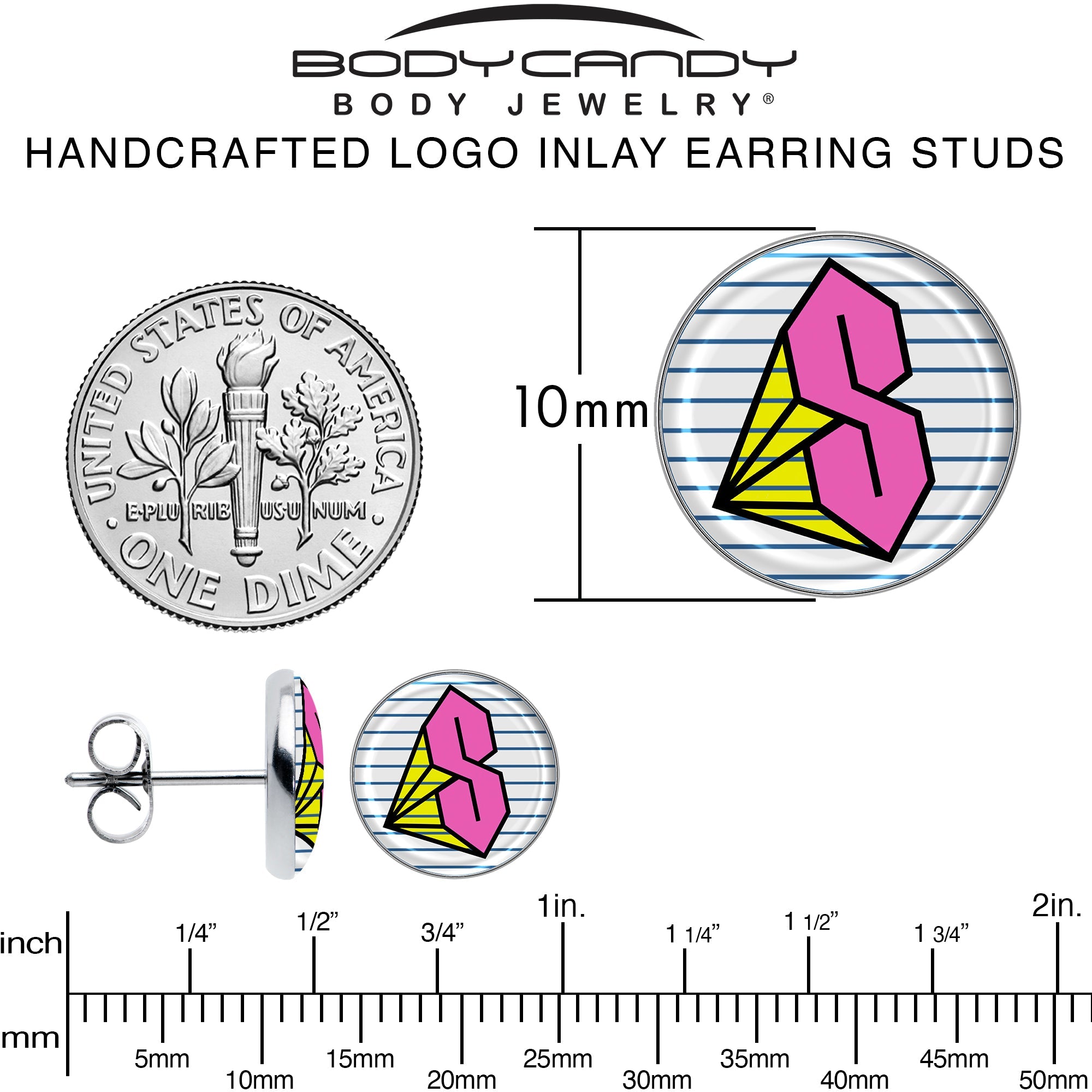 BodyCandy Hot Pink Cool S Stud Earrings by Onyx O — alternative angle