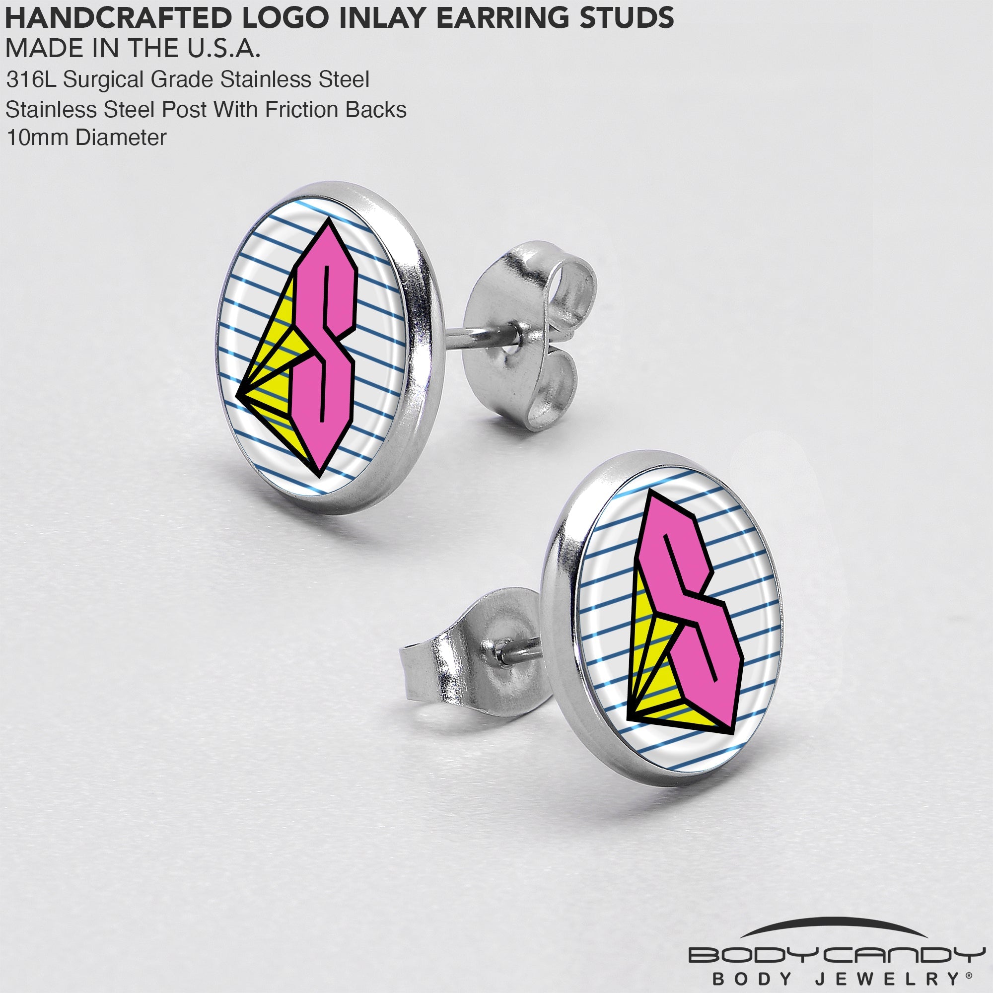 BodyCandy Hot Pink Cool S Stud Earrings by Onyx O — in-use photo