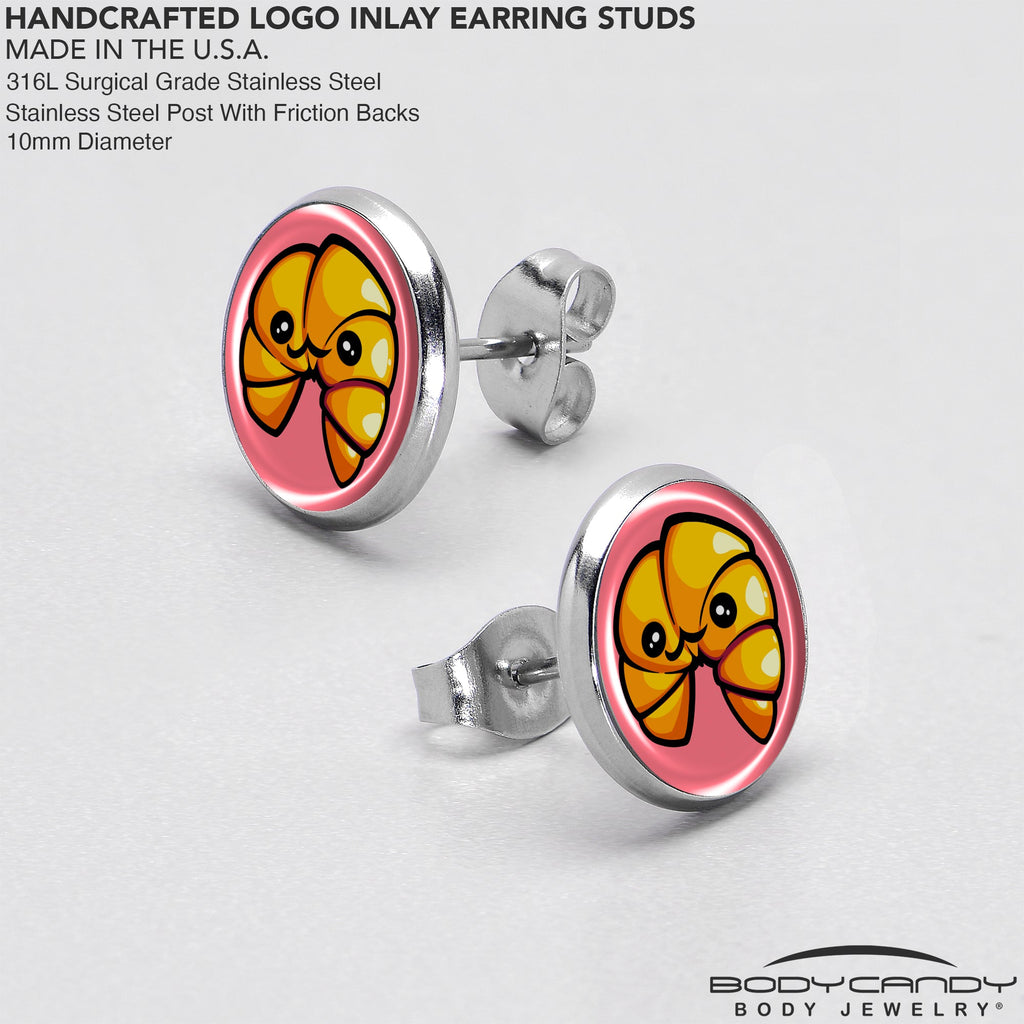 BodyCandy Quaso Croissant Stud Earrings by Onyx O — in-use photo