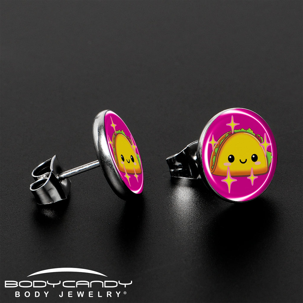 BodyCandy Mexican Fiesta Cute Taco Stud Earrings by Onyx O — lifestyle context