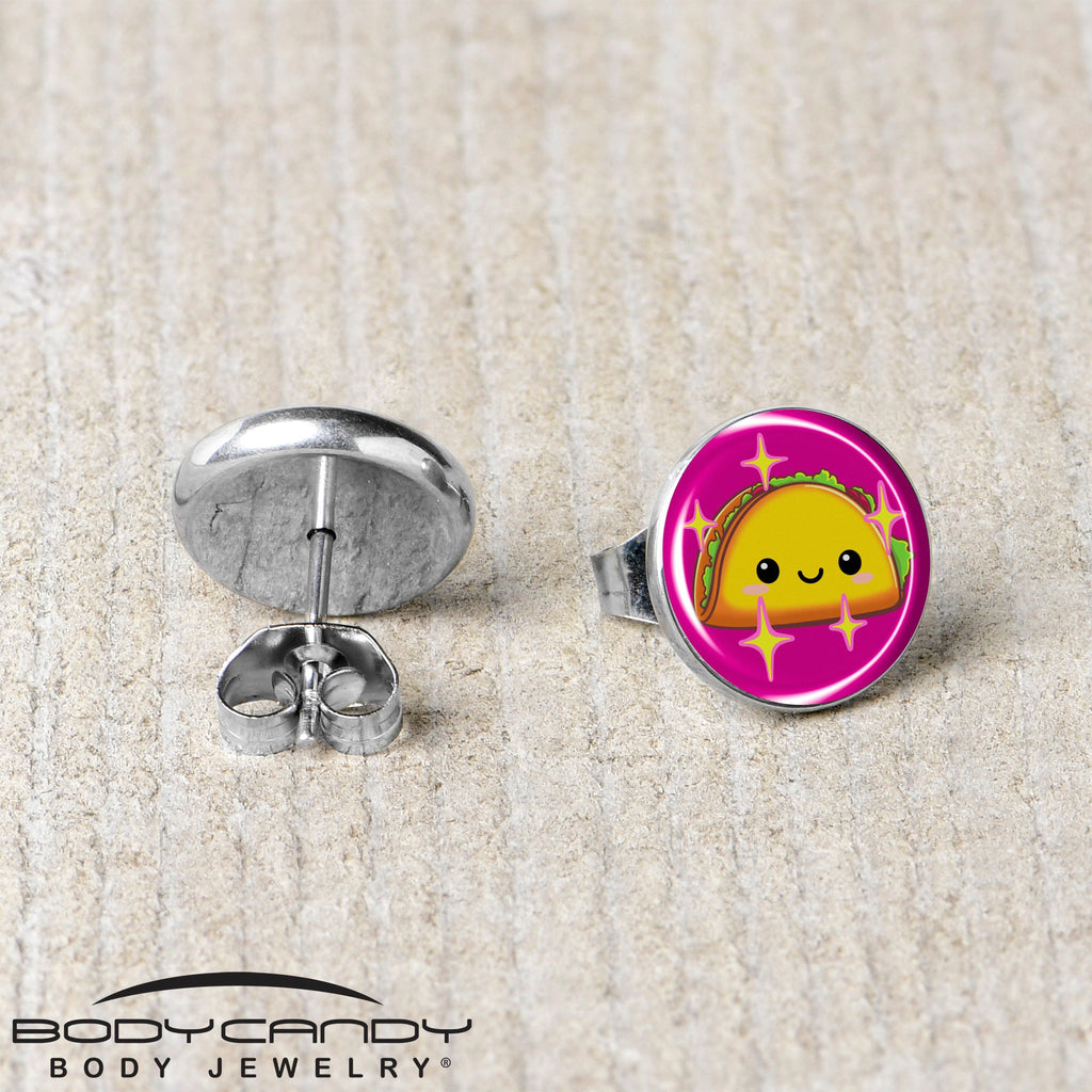 BodyCandy Mexican Fiesta Cute Taco Stud Earrings by Onyx O — back view