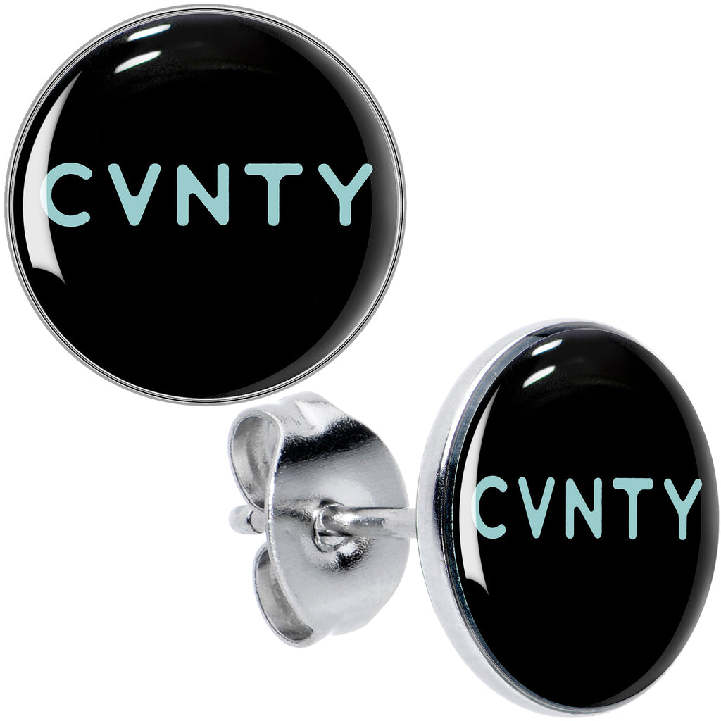 BodyCandy Phrase Logo CVNTY Stud Earrings by Onyx O — main product shot