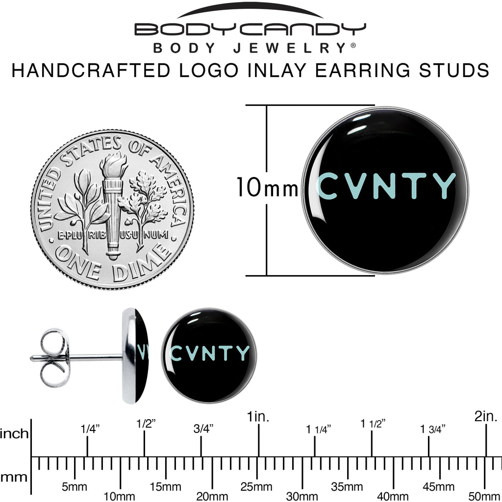 BodyCandy Phrase Logo CVNTY Stud Earrings by Onyx O — alternative angle