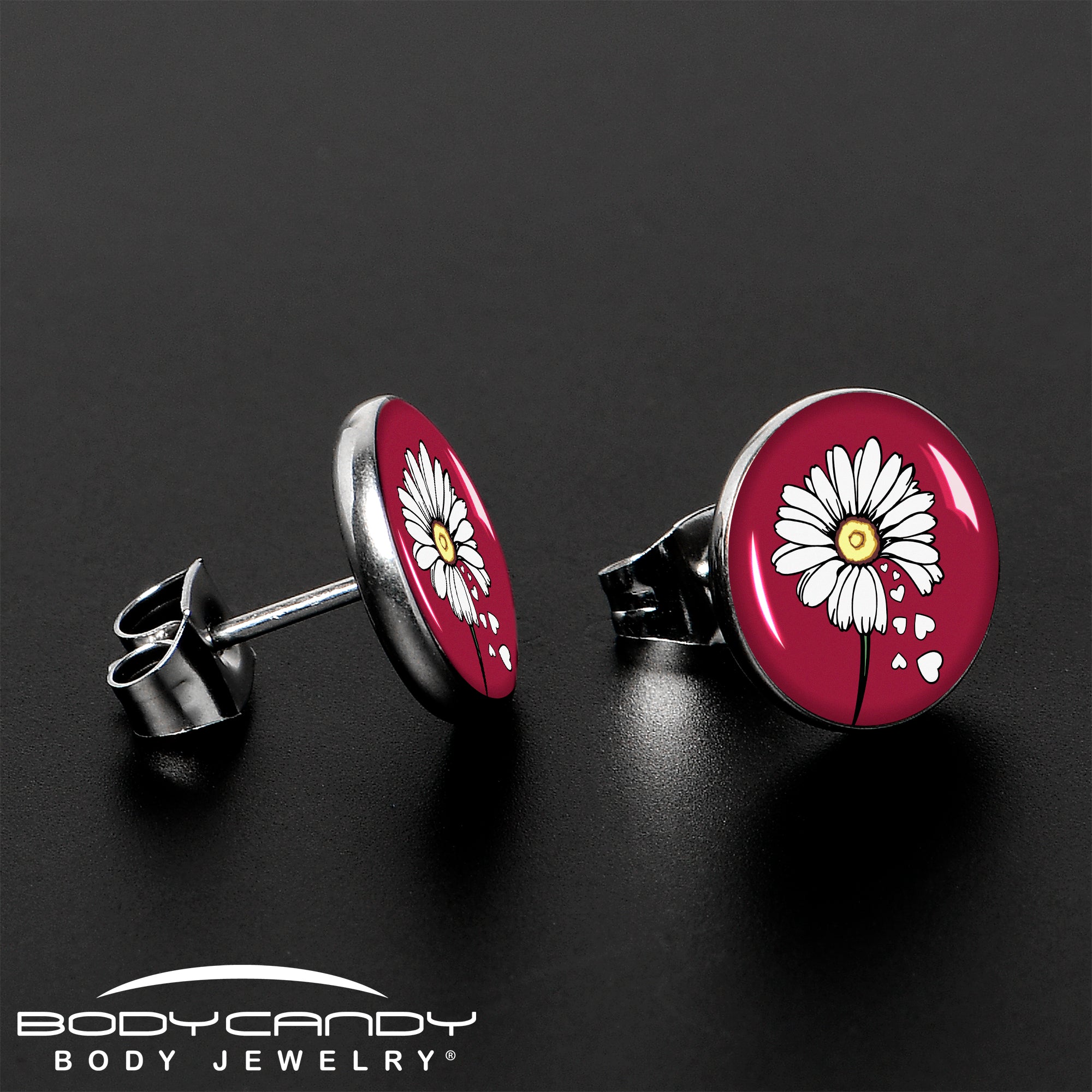BodyCandy Love Me Not Flower Stud Earrings by Onyx O — lifestyle context