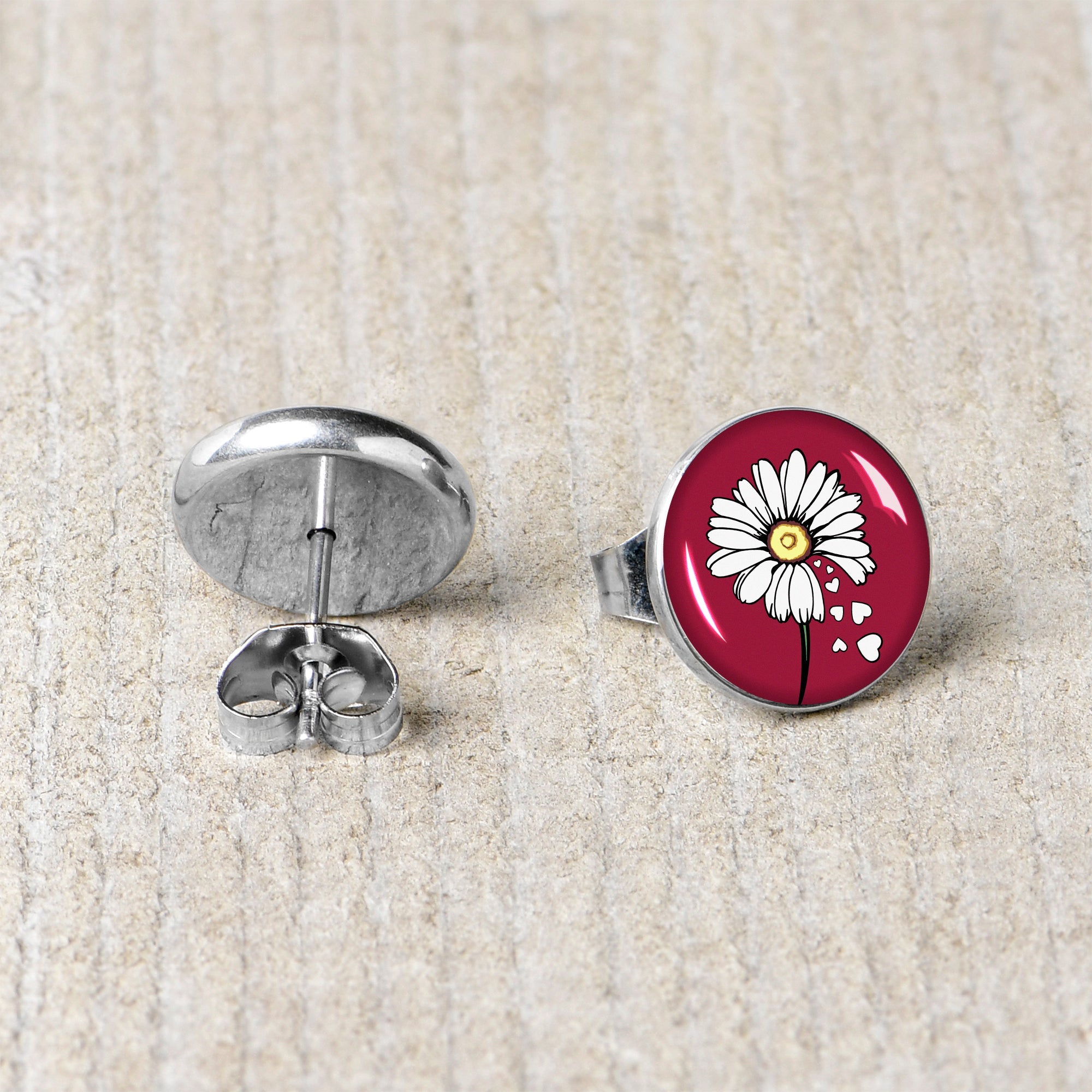 BodyCandy Love Me Not Flower Stud Earrings by Onyx O — back view