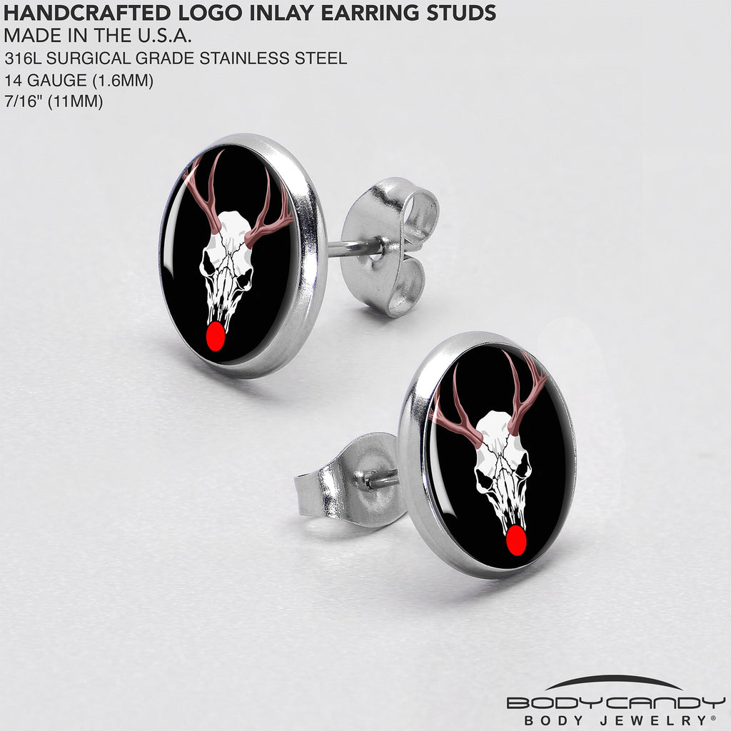 BodyCandy Holiday Dead Nosed Reindeer Stud Earrings by Onyx O — alternative angle