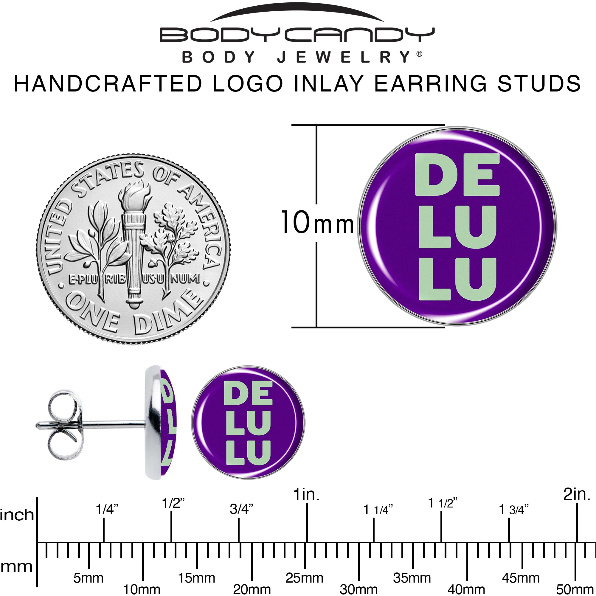 BodyCandy Word DELULU Stud Earrings by Onyx O — alternative angle