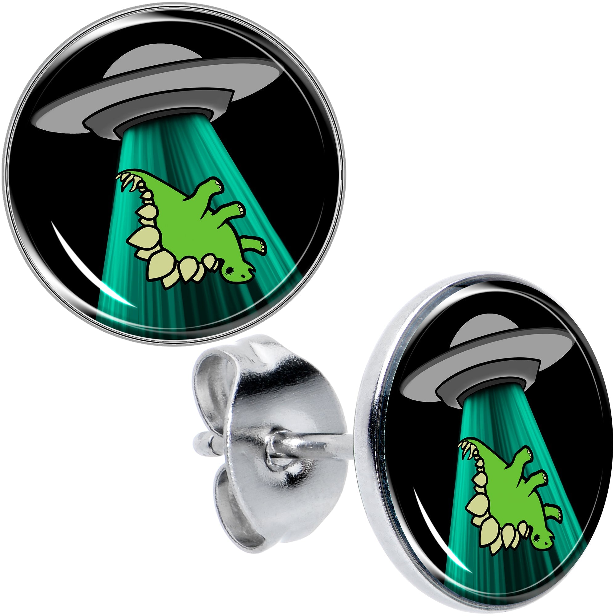 BodyCandy Alien UFO Dinosaur Abduction Stud Earrings Set by Onyx O — main product shot