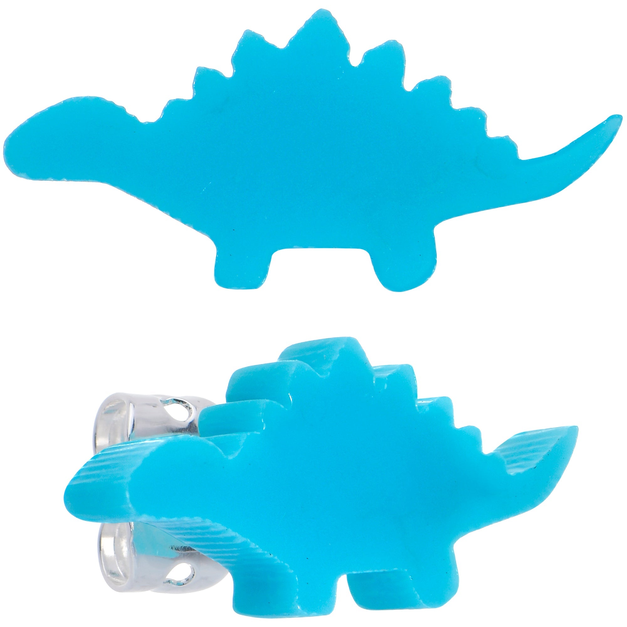 BodyCandy Blue Acrylic Stegosaurus Dinosaur Stud Earrings — main product shot