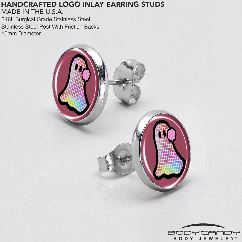 BodyCandy Disco Spirit Ghost Stud Earrings by Onyx O — in-use photo