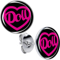 BodyCandy Hollow Heart Doll Word Stud Earrings by Onyx O — main product shot