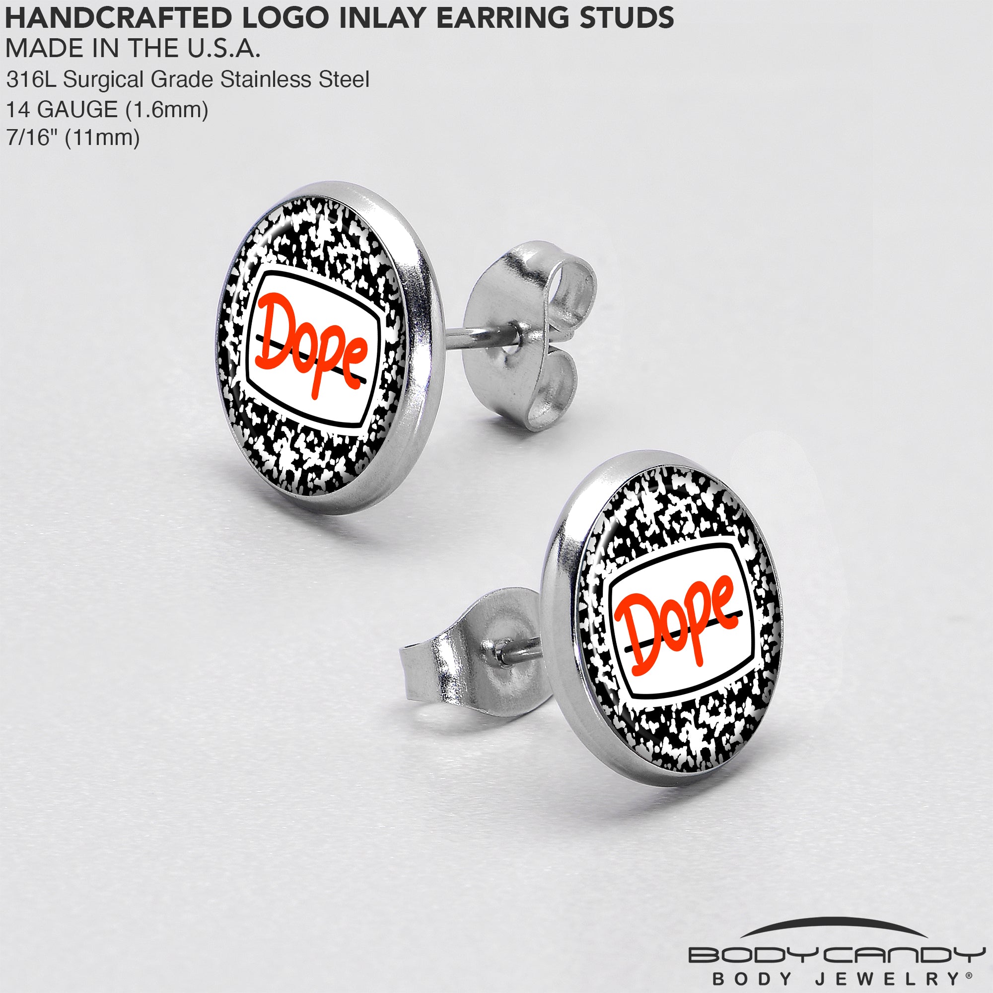 BodyCandy Dope Composition Notebook Stud Earrings by Onyx O — in-use photo
