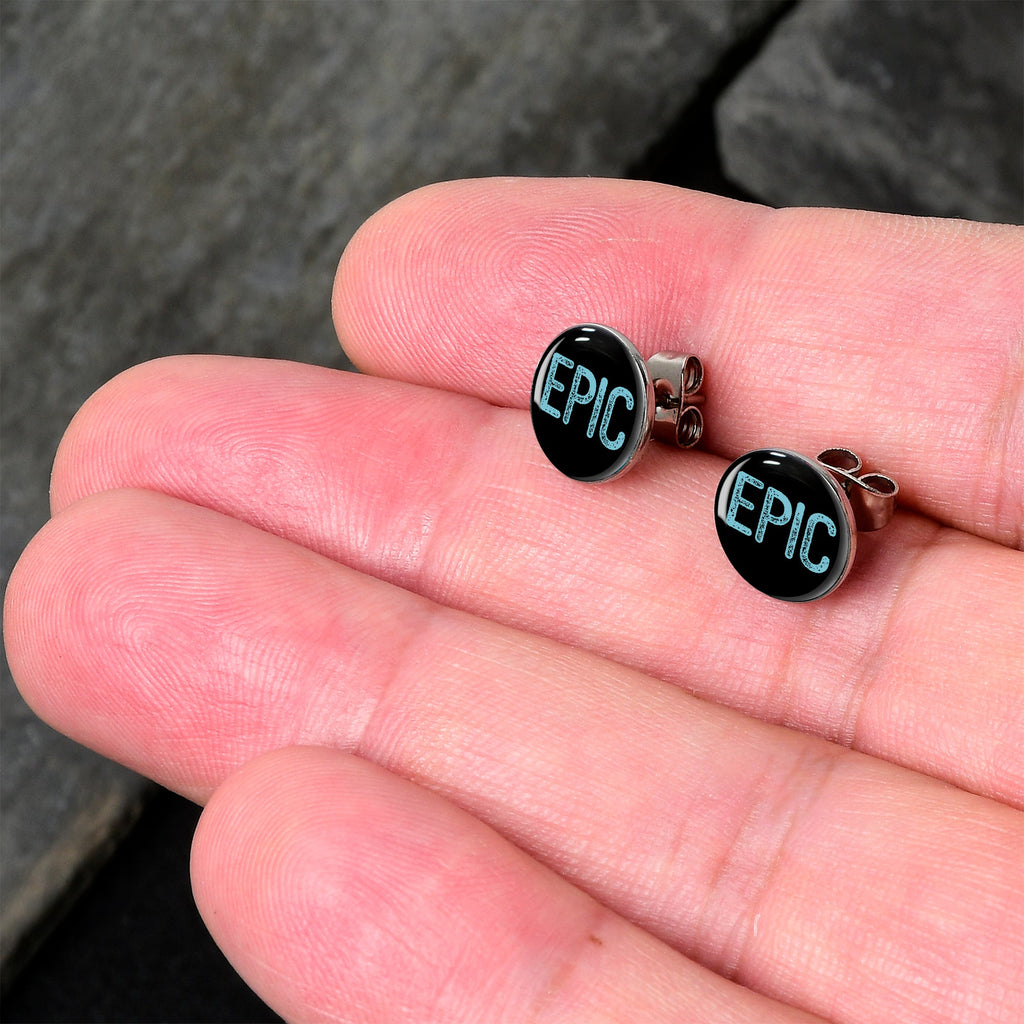 BodyCandy Epic Blue Stud Earrings — detail close-up