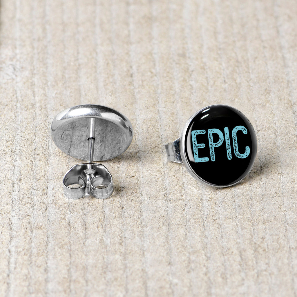 BodyCandy Epic Blue Stud Earrings — back view