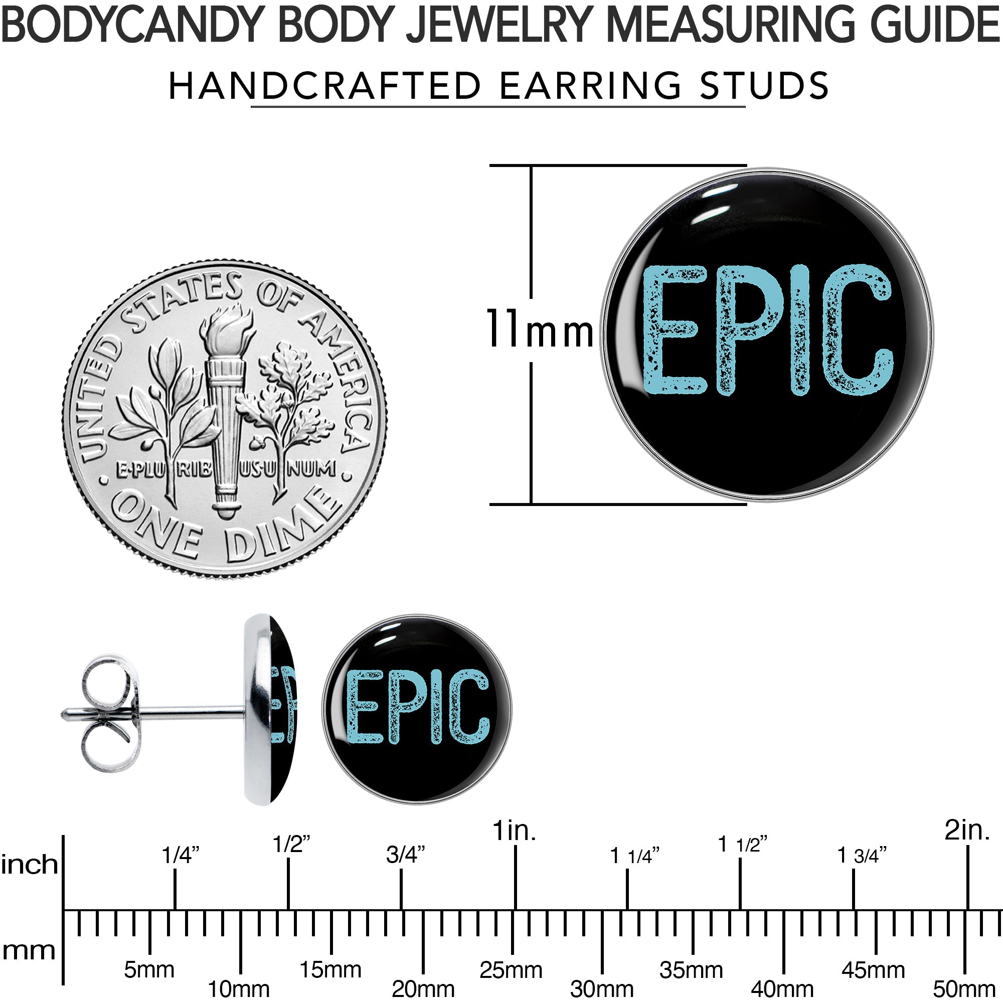 BodyCandy Epic Blue Stud Earrings — alternative angle