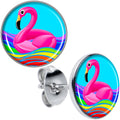BodyCandy Rainbow Sea Floating Flamingo Stud Earrings by Onyx O — main product shot
