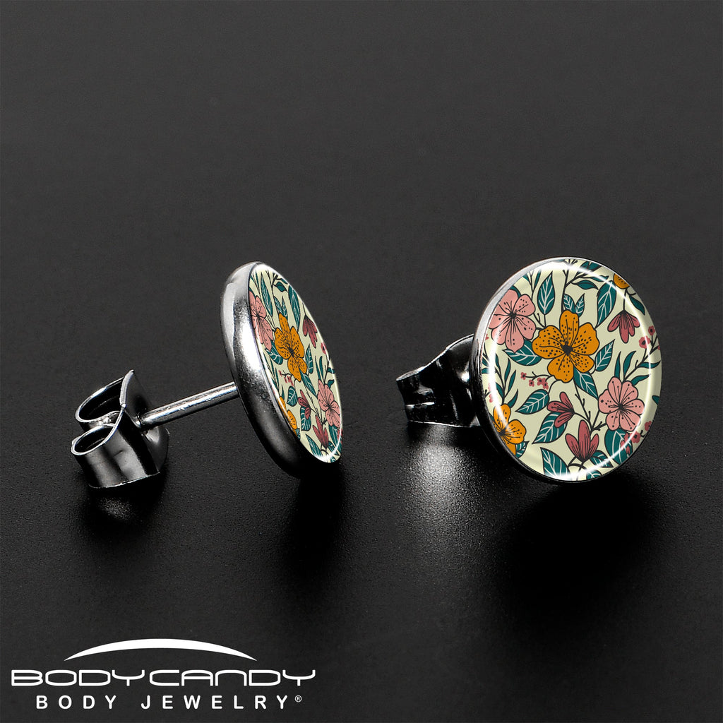 BodyCandy Blossom Creation Wildflower Flowers Stud Earrings by Onyx O — lifestyle context