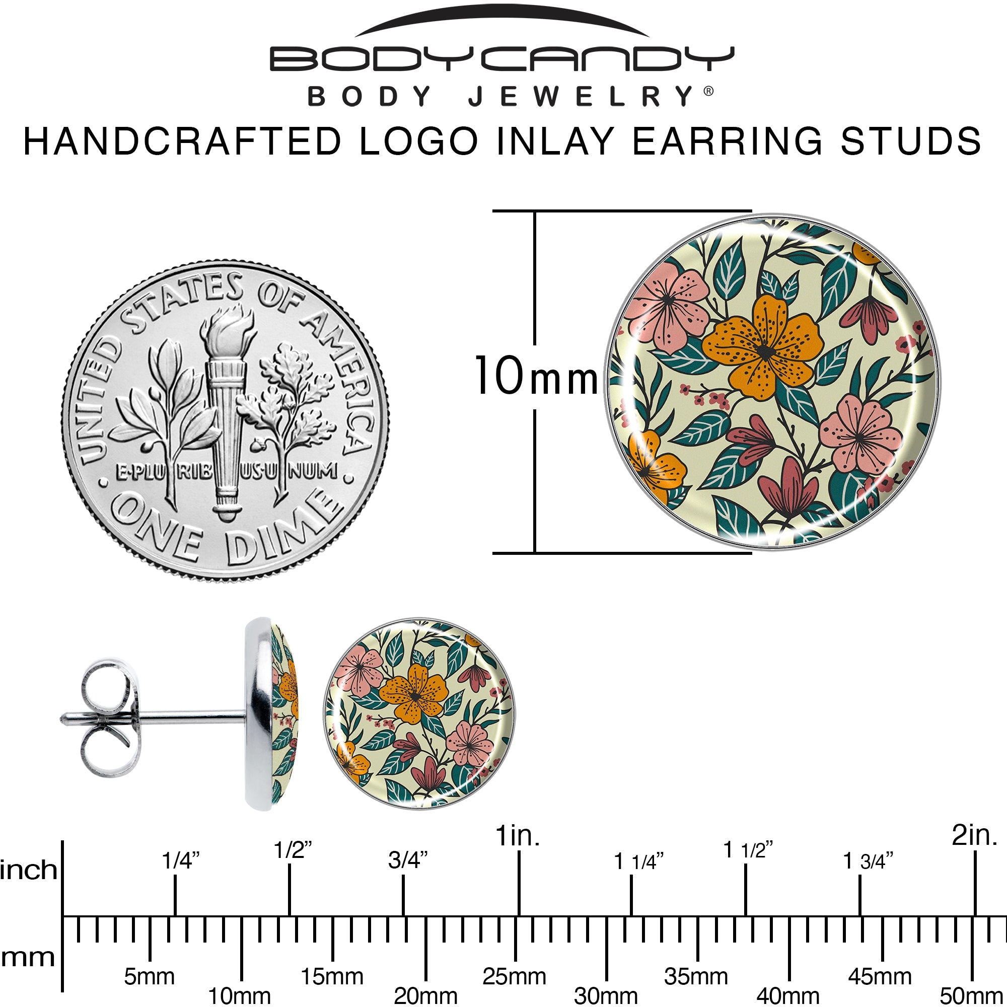 BodyCandy Blossom Creation Wildflower Flowers Stud Earrings by Onyx O — alternative angle