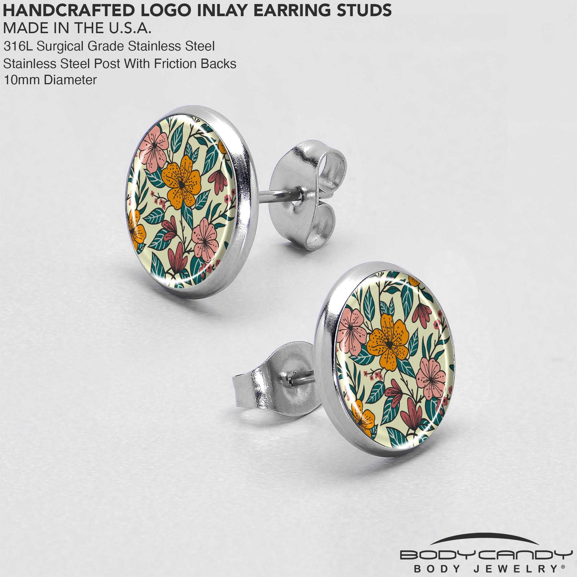 BodyCandy Blossom Creation Wildflower Flowers Stud Earrings by Onyx O — in-use photo