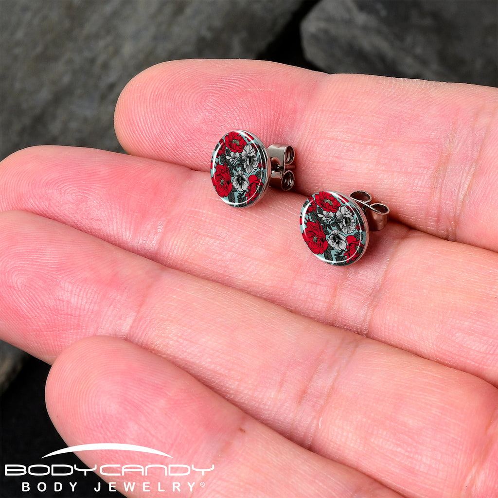 BodyCandy Blossom Creation Vibrant Bloom of Flowers Stud Earrings by Onyx O — detail close-up